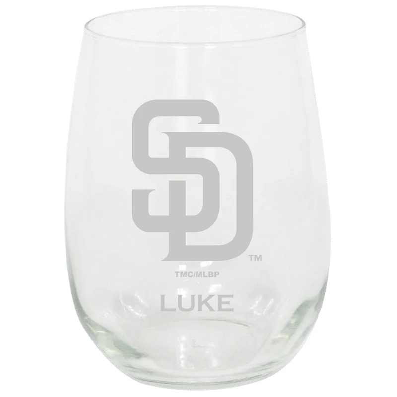 San Diego Padres 15oz. Personalized Stemless Etched Glass Tumbler