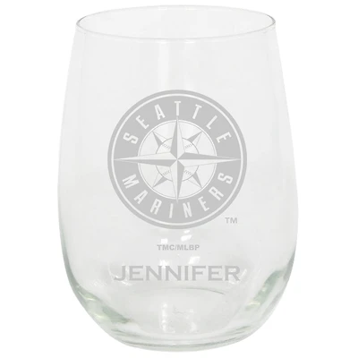 Seattle Mariners 15oz. Personalized Stemless Etched Glass Tumbler