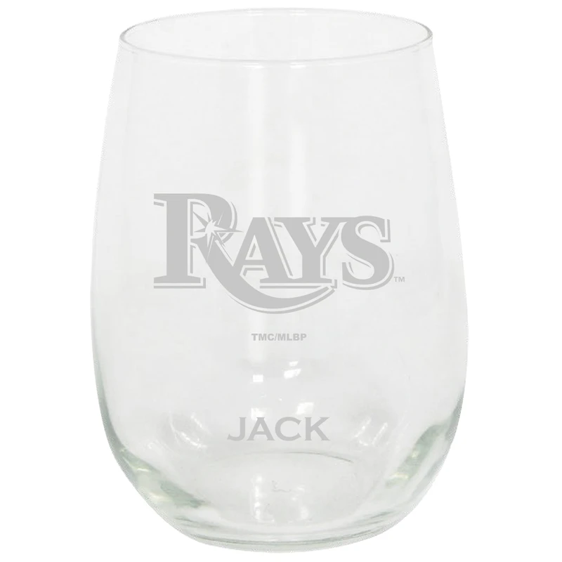 Tampa Bay Rays 15oz. Personalized Stemless Etched Glass Tumbler