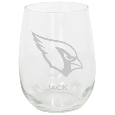 Arizona Cardinals 15oz. Personalized Stemless Etched Glass Tumbler