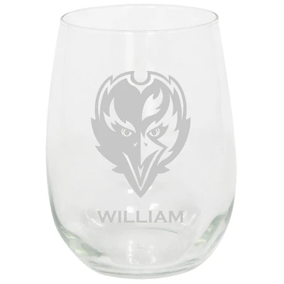 Baltimore Ravens 15oz. Personalized Stemless Etched Glass Tumbler