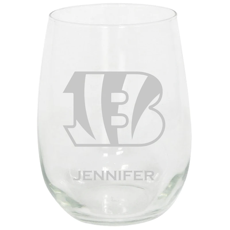 Cincinnati Bengals 15oz. Personalized Stemless Etched Glass Tumbler