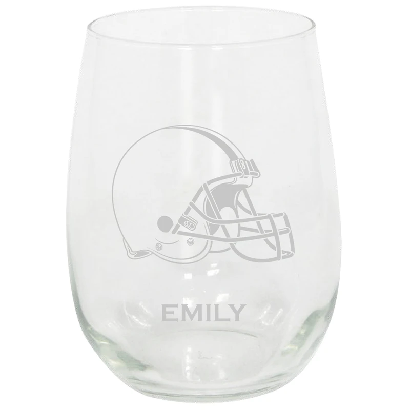 Cleveland Browns 15oz. Personalized Stemless Etched Glass Tumbler