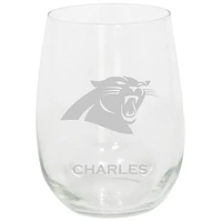 Carolina Panthers 15oz. Personalized Stemless Etched Glass Tumbler