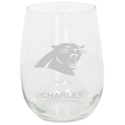 Carolina Panthers 15oz. Personalized Stemless Etched Glass Tumbler