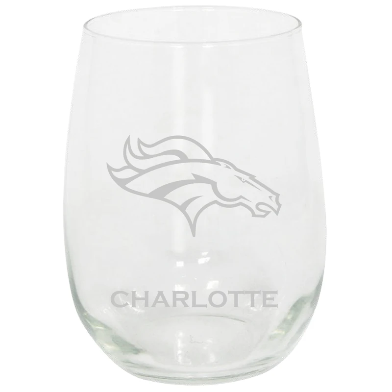 Denver Broncos 15oz. Personalized Stemless Etched Glass Tumbler
