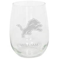 Detroit Lions 15oz. Personalized Stemless Etched Glass Tumbler