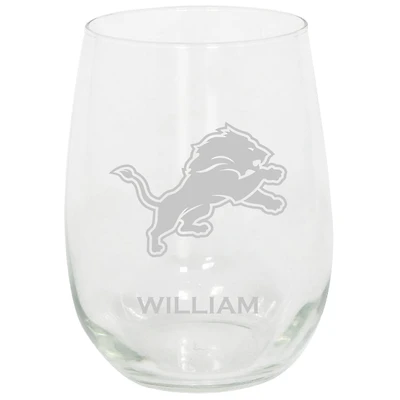 Detroit Lions 15oz. Personalized Stemless Etched Glass Tumbler