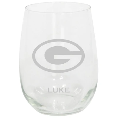 Green Bay Packers 15oz. Personalized Stemless Etched Glass Tumbler