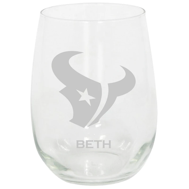 Houston Texans 15oz. Personalized Stemless Etched Glass Tumbler