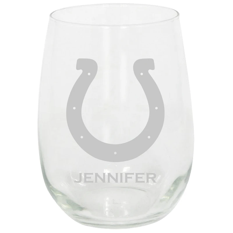 Indianapolis Colts 15oz. Personalized Stemless Etched Glass Tumbler