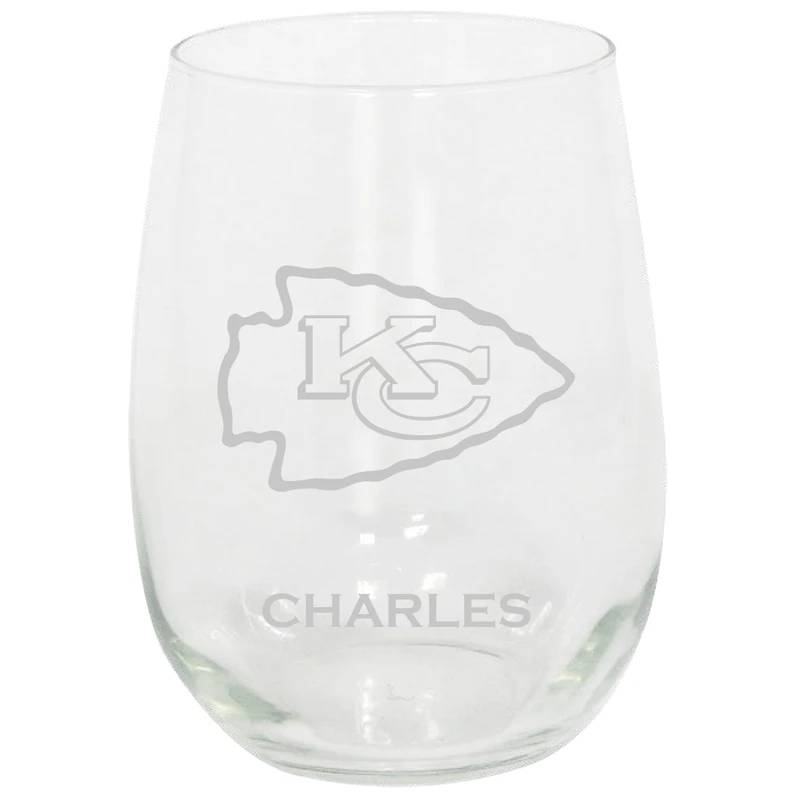 Kansas City Chiefs 15oz. Personalized Stemless Etched Glass Tumbler