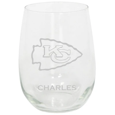 Kansas City Chiefs 15oz. Personalized Stemless Etched Glass Tumbler