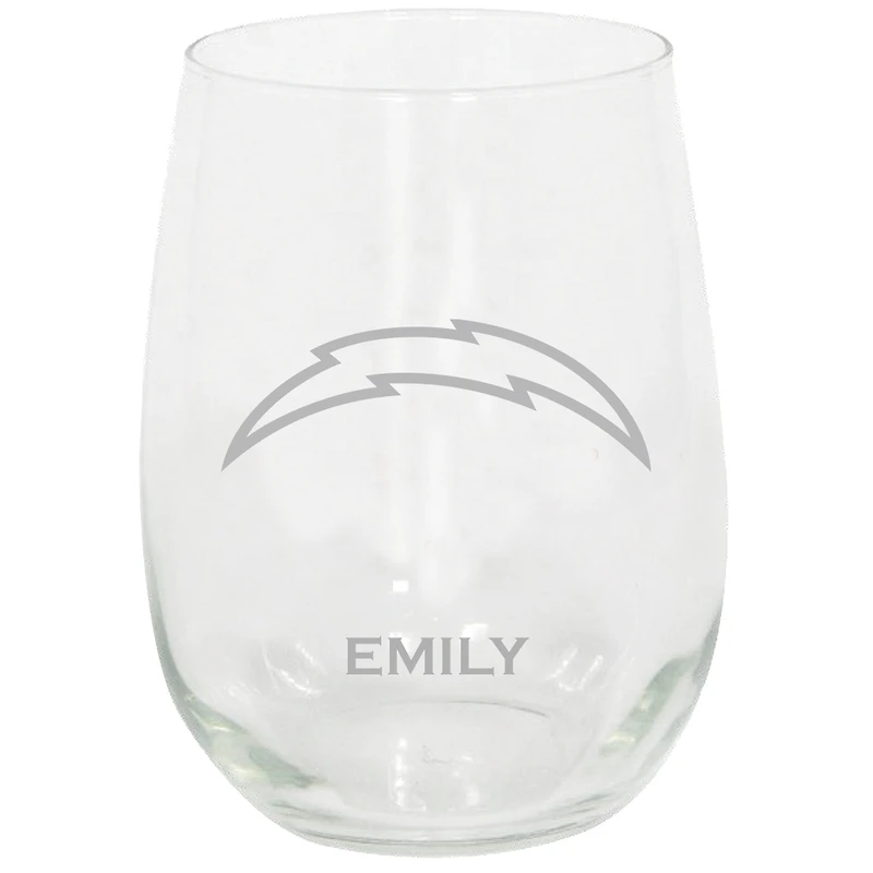 Los Angeles Chargers 15oz. Personalized Stemless Etched Glass Tumbler