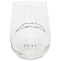 Los Angeles Chargers 15oz. Personalized Stemless Etched Glass Tumbler