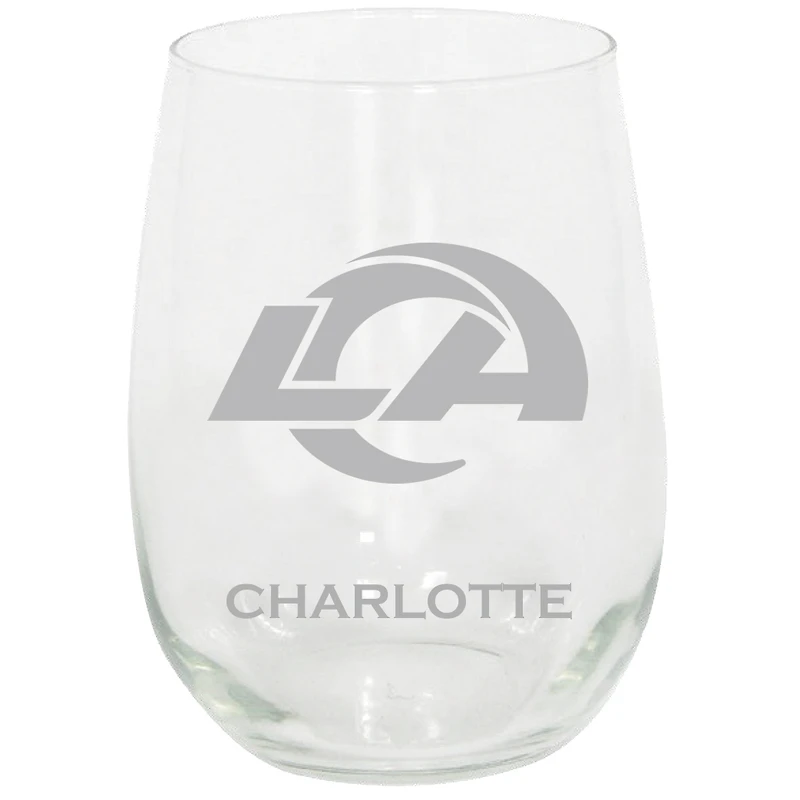Los Angeles Rams 15oz. Personalized Stemless Etched Glass Tumbler