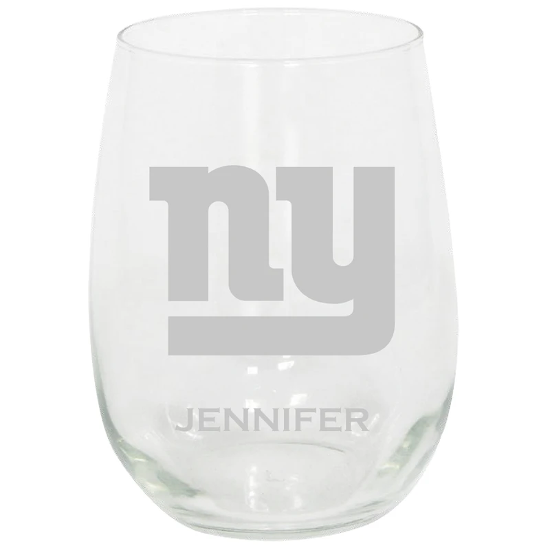 New York Giants 15oz. Personalized Stemless Etched Glass Tumbler