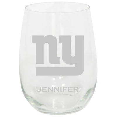 New York Giants 15oz. Personalized Stemless Etched Glass Tumbler