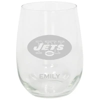 New York Jets 15oz. Personalized Stemless Etched Glass Tumbler