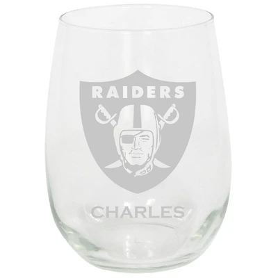 Las Vegas Raiders 15oz. Personalized Stemless Etched Glass Tumbler