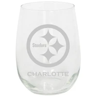Pittsburgh Steelers 15oz. Personalized Stemless Etched Glass Tumbler