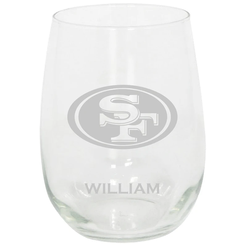 San Francisco 49ers 15oz. Personalized Stemless Etched Glass Tumbler