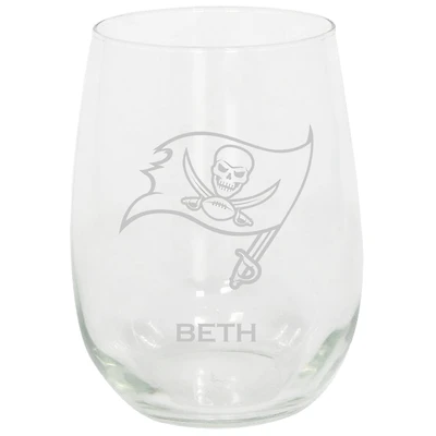 Tampa Bay Buccaneers 15oz. Personalized Stemless Etched Glass Tumbler