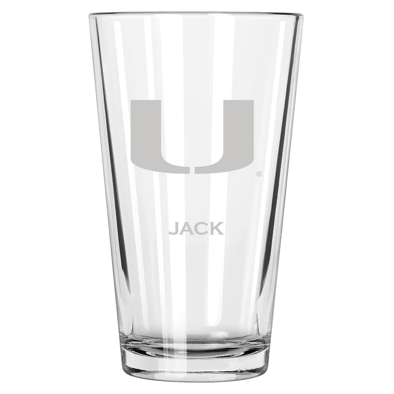 Miami Hurricanes 16oz. Personalized Etched Pint Glass