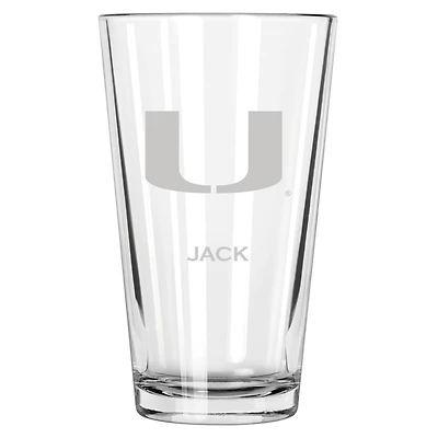 Miami Hurricanes 16oz. Personalized Etched Pint Glass