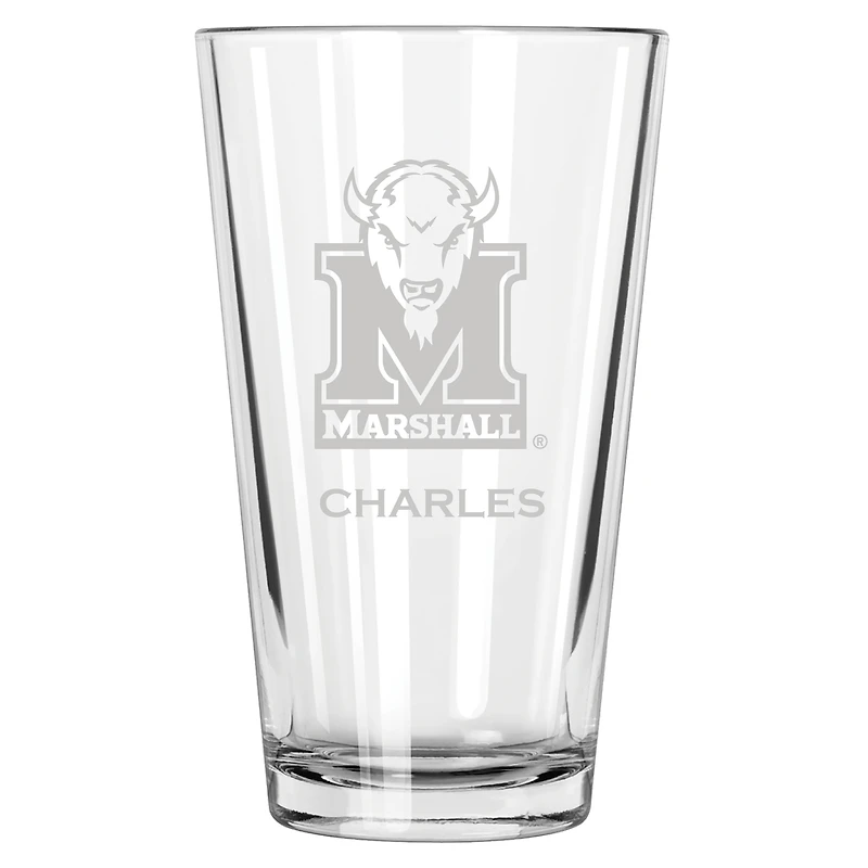 Marshall Thundering Herd 16oz. Personalized Etched Pint Glass