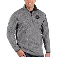 Men's Antigua Heather Gray Inter Miami CF Big & Tall Fortune Quarter-Zip Pullover Jacket