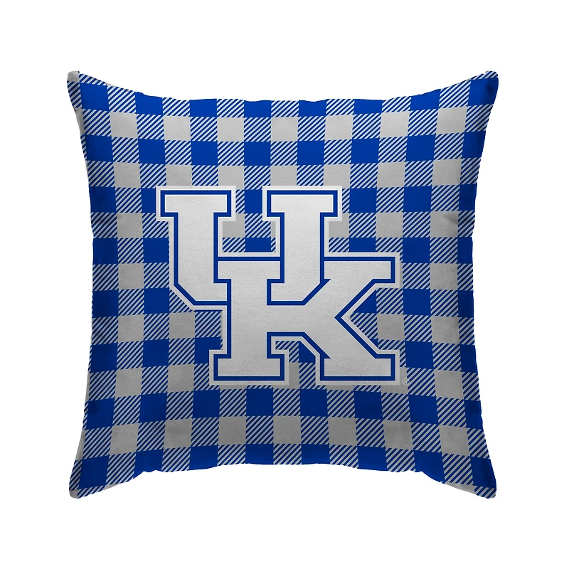 Blue Kentucky Wildcats 18'' x 18'' Buffalo Check Sherpa Decorative Pillow