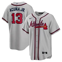Men's Nike Ronald Acuna Jr. Gray Atlanta Braves Road Replica Player Name Jersey