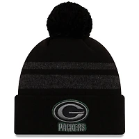Men's New Era Black Green Bay Packers Dispatch Cuffed Knit Hat With Pom