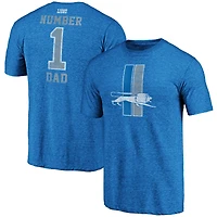 Men's Fanatics Heathered Blue Detroit Lions Greatest Dad Retro Tri-Blend T-Shirt