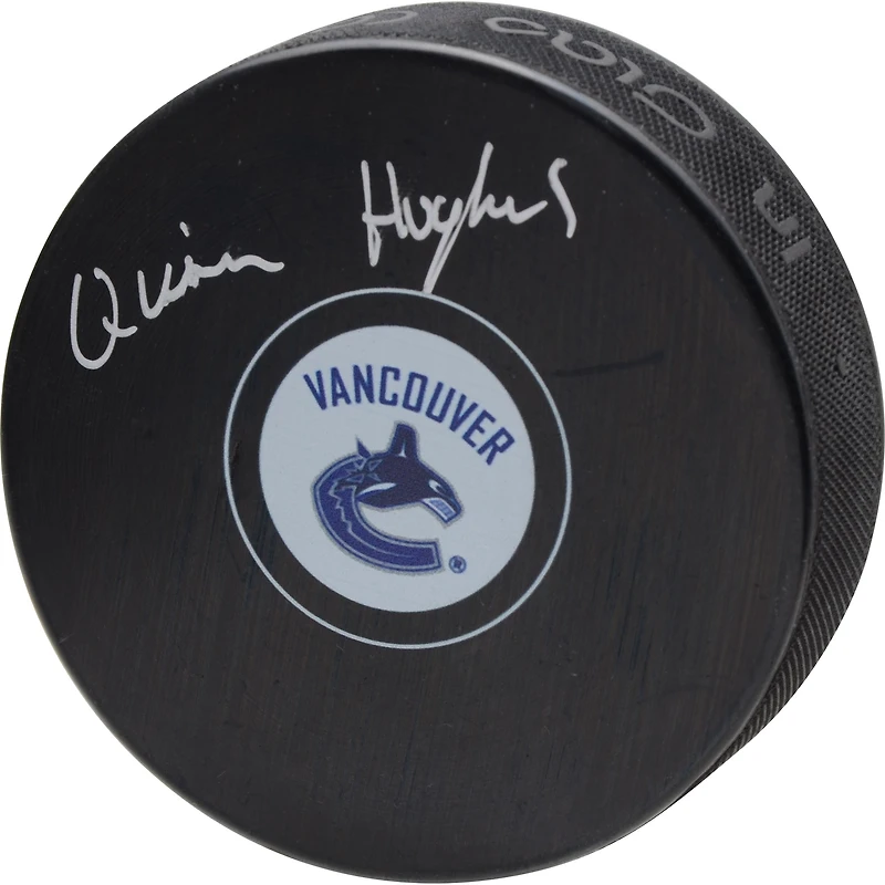 Quinn Hughes Vancouver Canucks Autographed Hockey Puck