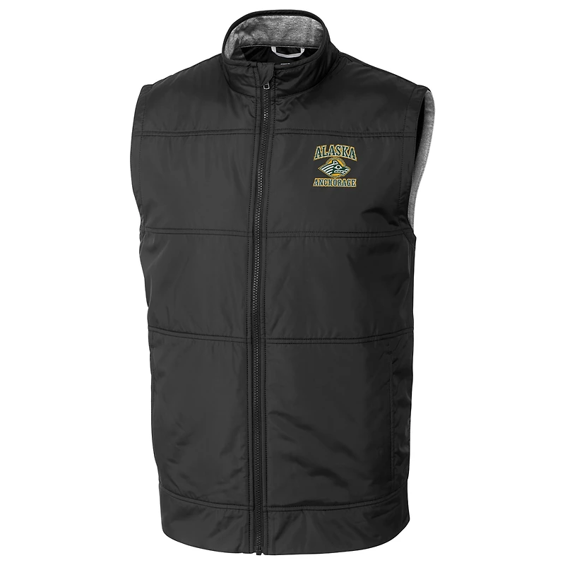 Men's Cutter & Buck Black Alaska Anchorage Seawolves Big & Tall Full-Zip Stealth Vest