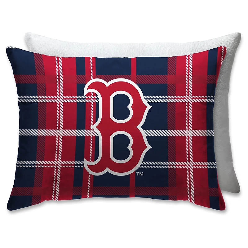 Boston Red Sox Plaid Plush Sherpa Bed Pillow
