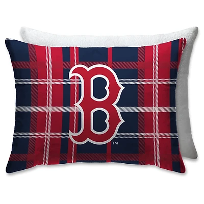Boston Red Sox Plaid Plush Sherpa Bed Pillow