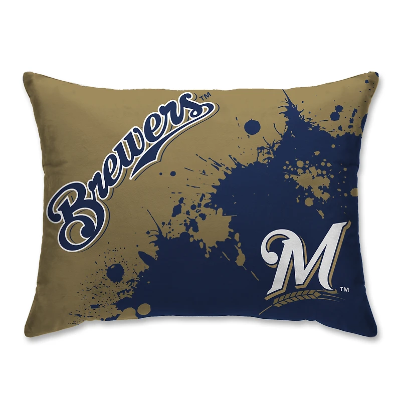 Milwaukee Brewers Plush Paint Splatter Bed Pillow