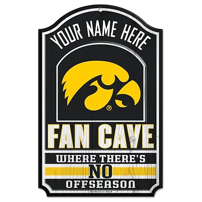 WinCraft Iowa Hawkeyes Personalized 11'' x 17'' Fan Cave Wood Sign