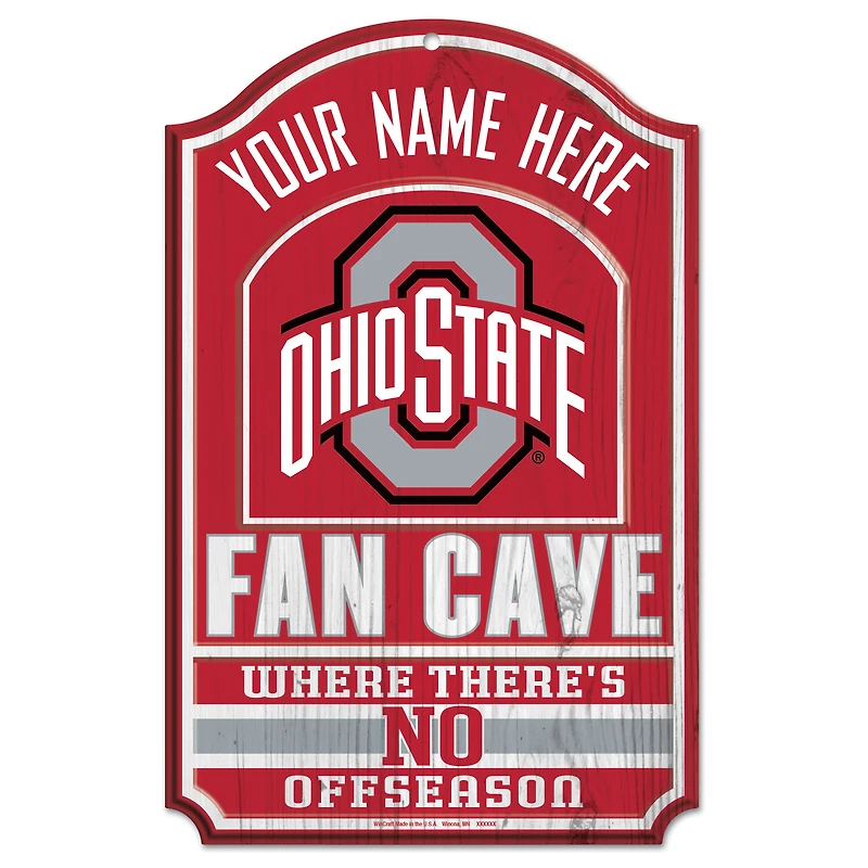 WinCraft Ohio State Buckeyes Personalized 11'' x 17'' Fan Cave Wood Sign