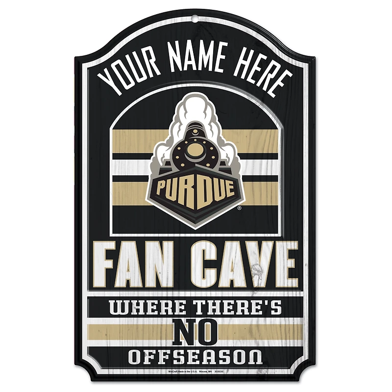 WinCraft Purdue Boilermakers Personalized 11'' x 17'' Fan Cave Wood Sign