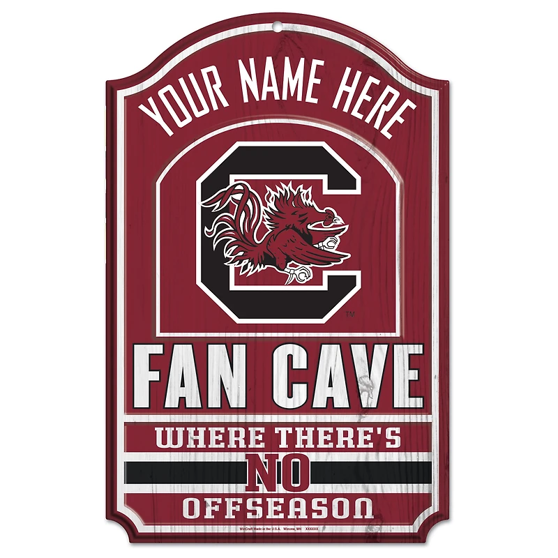 WinCraft South Carolina Gamecocks Personalized 11'' x 17'' Fan Cave Wood Sign
