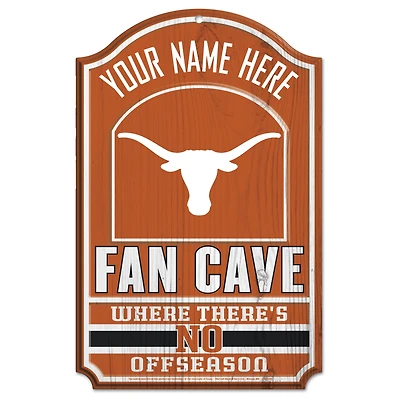 WinCraft Texas Longhorns Personalized 11'' x 17'' Fan Cave Wood Sign