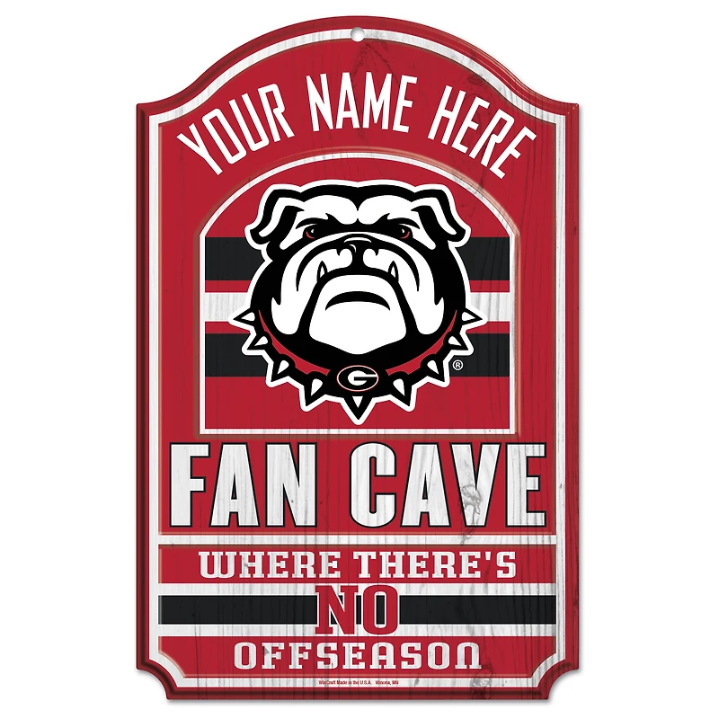 WinCraft Georgia Bulldogs Personalized 11'' x 17'' Fan Cave Wood Sign