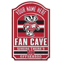 WinCraft Wisconsin Badgers Personalized 11'' x 17'' Fan Cave Wood Sign