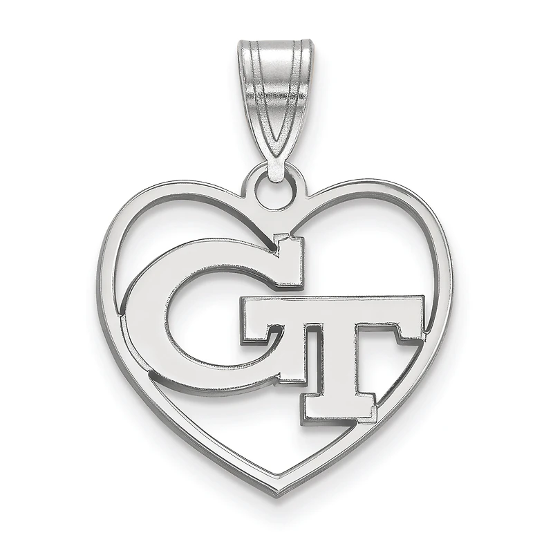 Women's Georgia Tech Yellow Jackets Sterling Silver Logo Heart Pendant