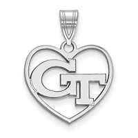 Women's Georgia Tech Yellow Jackets Sterling Silver Logo Heart Pendant