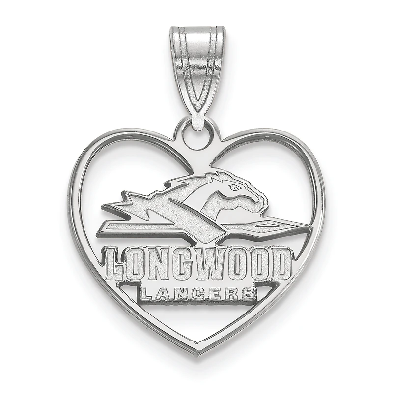 Women's Longwood Lancers Sterling Silver Logo Heart Pendant